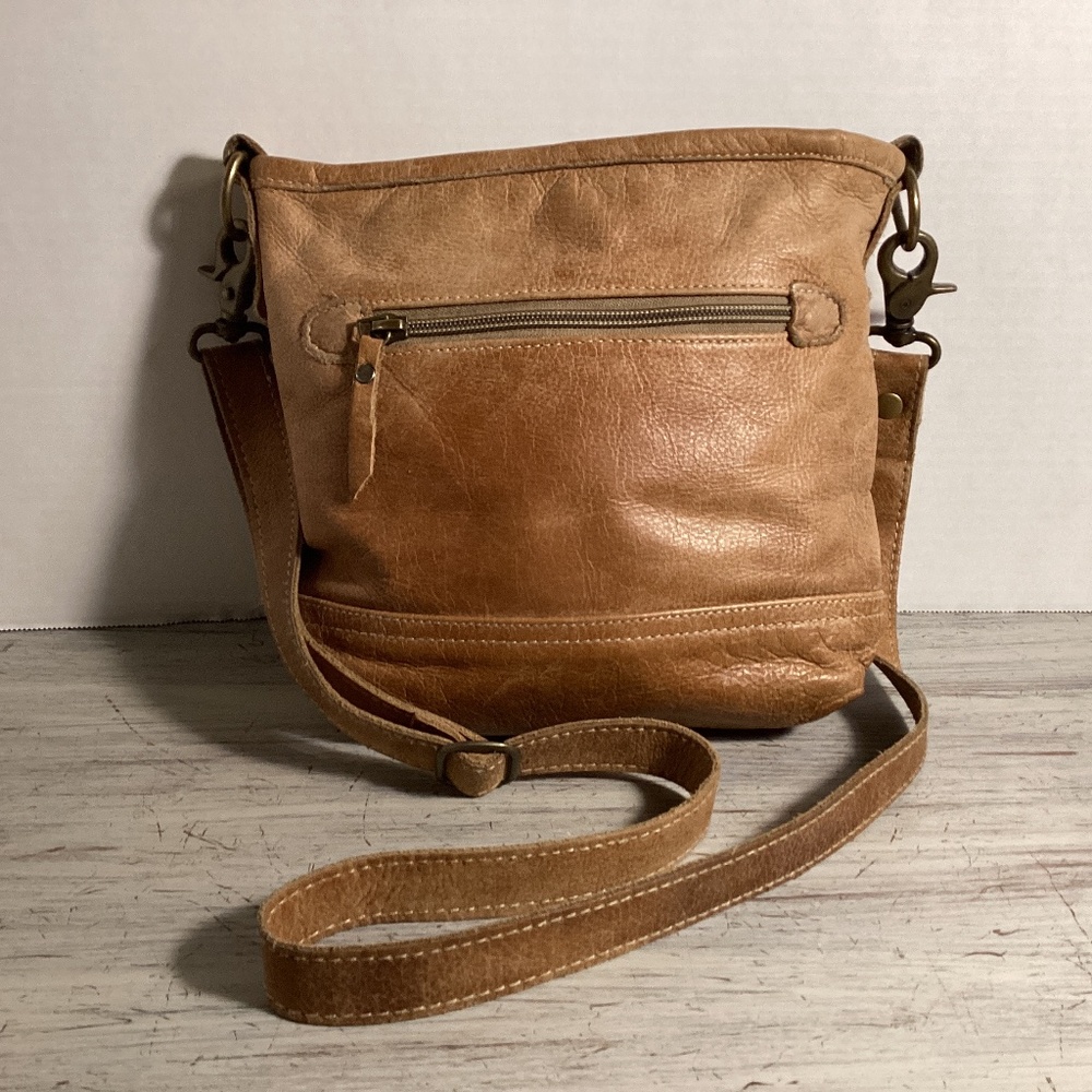 Myra Distressed Brown Leather Crossbody Purse